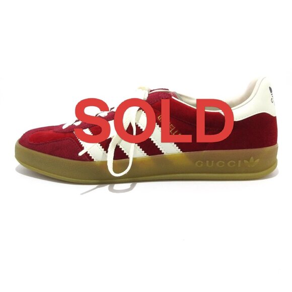 GUCCI GAZELLE 707848 Red White Velour Leather - Men's Sneakers 728-042325 - Picture 1 of 10